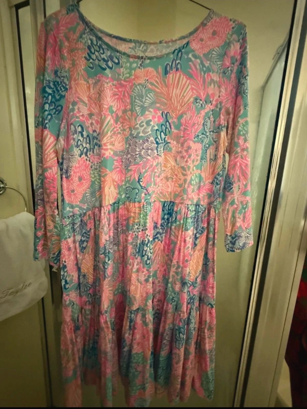 Lilly Pulitzer Pink Coral Floral Long Sleeve Dress